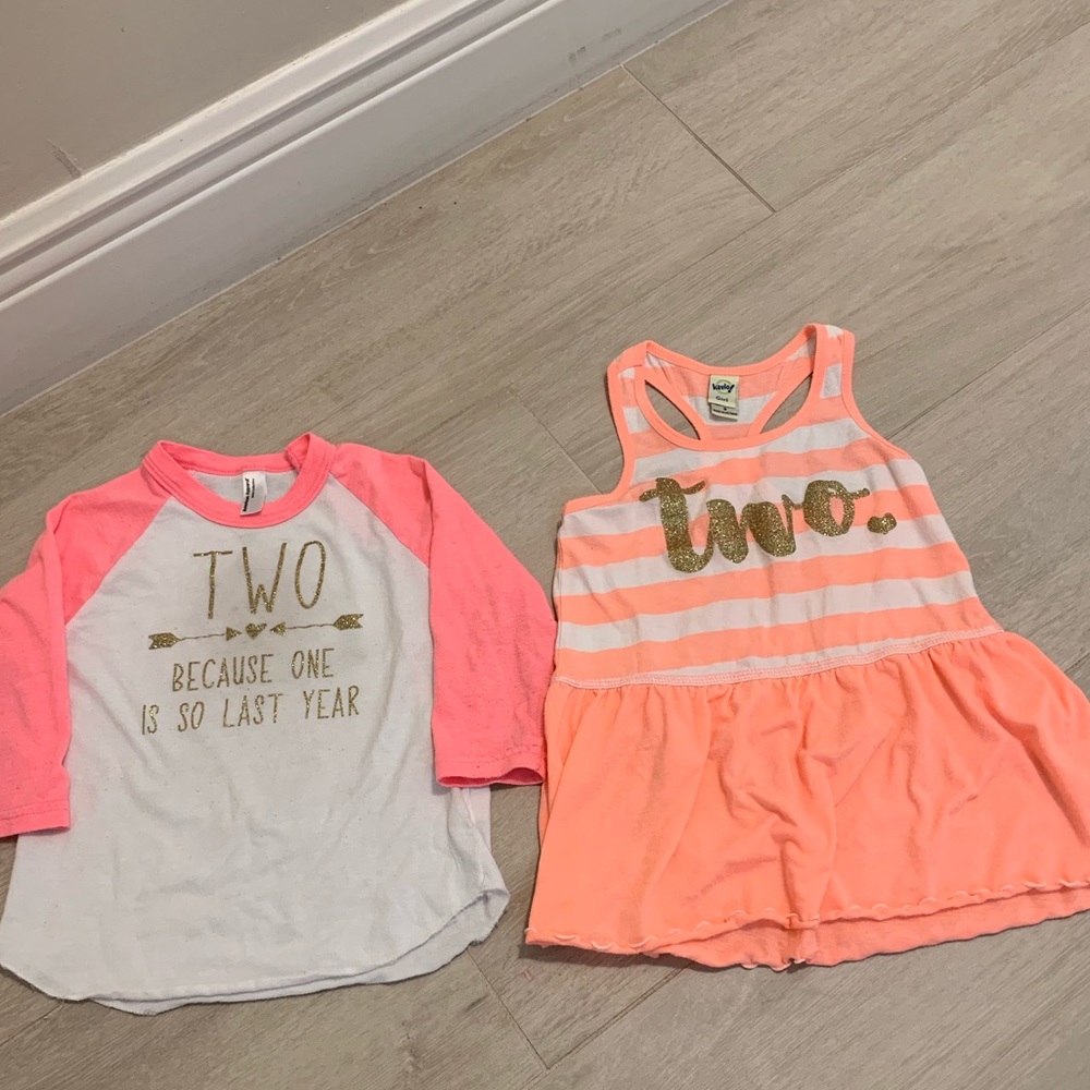 Turning 2 girls Toddler shirt bundle